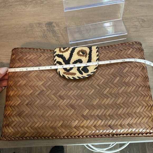Kultura Hand Woven Brown Clutch with Embroidered Patterned Flap - Picture 7 of 9